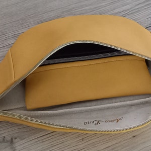Personalizable bum bag, yellow faux leather image 8