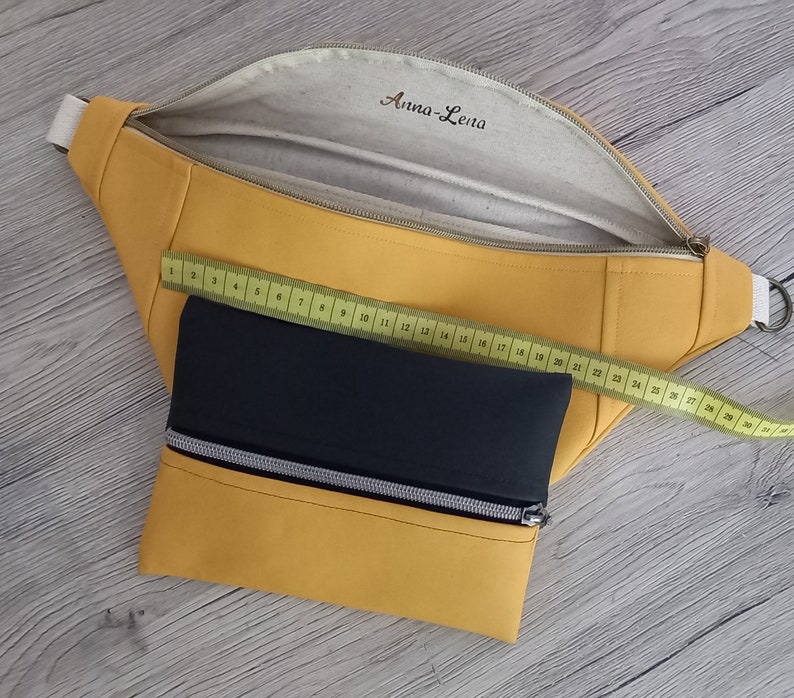 Personalizable bum bag, yellow faux leather image 7