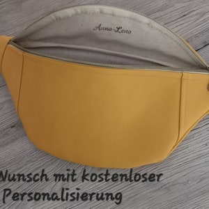 Personalizable bum bag, yellow faux leather image 3