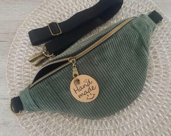Fanny pack corduroy green, customizable, hip bag, crossbody bag, ItBag, bum bag