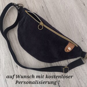 Personalisierte Bauchtasche Cord schwarz, HipBag, Bumbag, Crossbodybag Bild 3