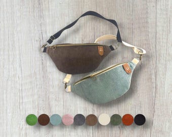 Bauchtasche Cord, viele Farben, personalisiert, KunstlederLabel/Symbol, Sternzeichen, Labeltasche, HipBag, Crossbody , handgemacht,vegan