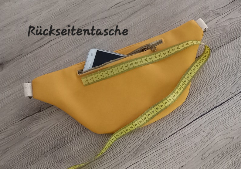 Personalizable bum bag, yellow faux leather image 2