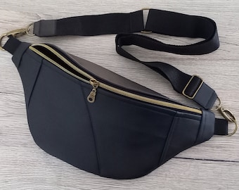 Personalisierbare Bauchtasche, Kunstleder schwarz