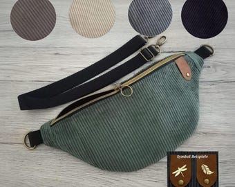 Bum bag corduroy many colors, bag with symbol, hip bag, bum bag, crossbody bag, handmade