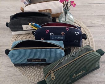 Corduroy pencil case, many variations, handmade, pencil case, cosmetic bag, material mix, customizable