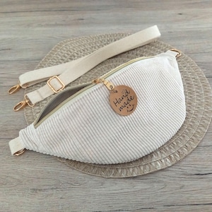 Bauchtasche, Crossbody, It Bag, Hip Bag, Cord Cremeweiß, personalisierbar