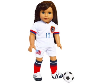 /& Ball fits 18/" American Girl Doll Clothes Pink Soccer Short Set Duffle Bag