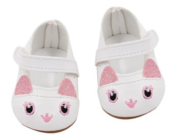 Pink Mary Janes with Rose Trim Fits 18 inch American Girl Dolls