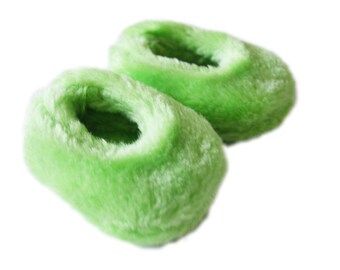 Green Fuzzy Slippers for Wellie Wisher Dolls