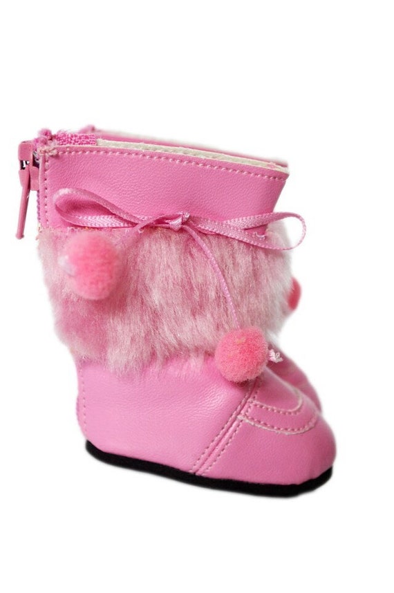 Pink Pom Boots for Wellie Wisher Dolls 