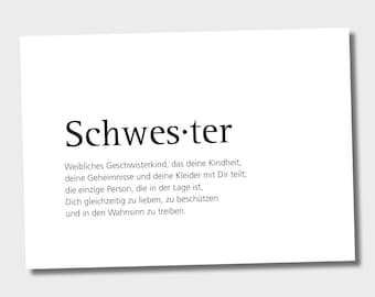 Postkarte Schwester