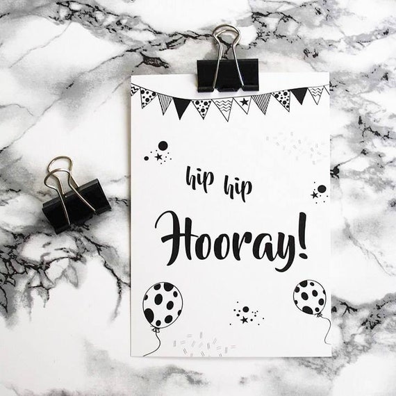 Postcard Hip Hip Hooray Greeting Card Etsy