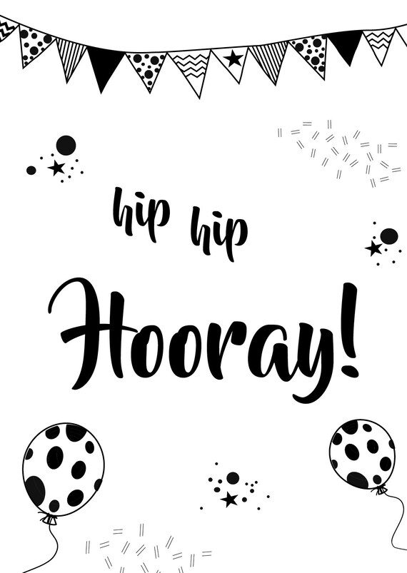 Postcard Hip Hip Hooray Greeting Card Etsy