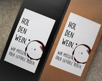 Aufkleber "Hol den Wein" Weintüte