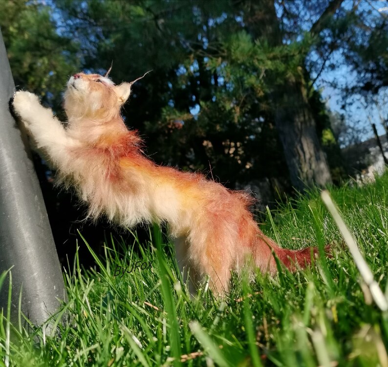 Wild cat realistic animal stuffed animal art doll OOAK | Etsy