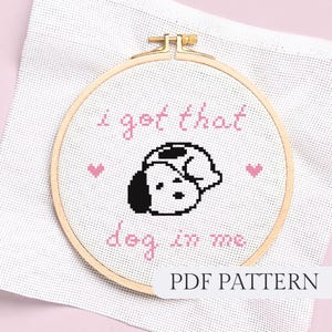 Kreuzstich Muster Digitales PDF-Instant Download Ich habe diesen Hund in mir meme Wanddekor Geschenk