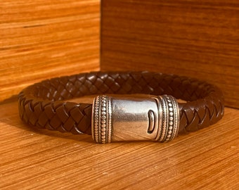 Thick Brown Braided Leather Bracelet