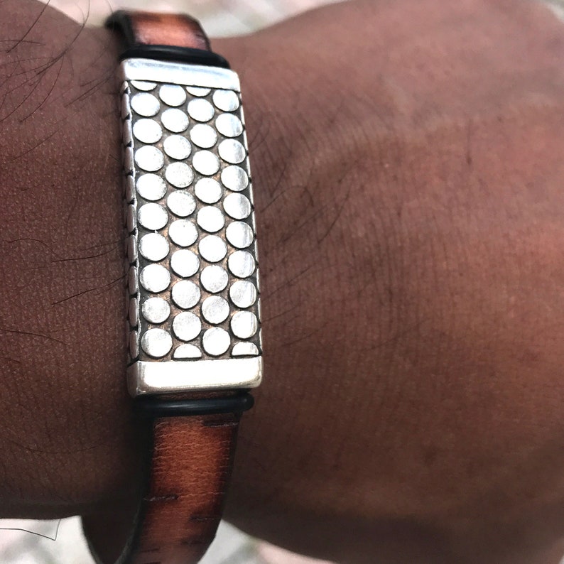 Men/'s Flat Genuine Leather Bracelet