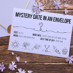1140 Mysteriedejtkuvert • Lekfull tävlingsinriktad dejtkväll • Billigt förplanerat äventyr • Rolig parutmaning • Kreativ upplevelse för 2