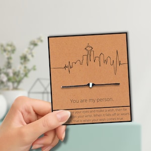 You Are My Person / Grey's Anatomy Seattle Skyline / Beaded handmade wish bracelet with card / Rope string adjustable jewelry / Best Friend