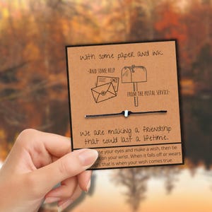 Pulsera de la amistad para amigos por correspondencia / Pulsera de deseos hecha a mano con cuentas / Joyería de cuerda para amigos por correspondencia / Viene con tarjeta / Correo postal / Pequeño