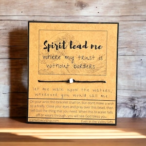 Spirit Lead Me / Wensarmband met kralen / Verstelbaar koord met touw / Wordt geleverd met kaart / Oceans / Christian / Worship Song / Hillsong