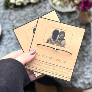 You Are My Person / Grey's Anatomy / Grijze en yang-kralen handgemaakte wensarmband met kaart / Verstelbaar koord met koord / Beste vriend