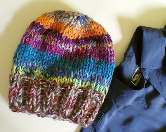 wool hat, knitting, colorful, melange, big hat, for girl, for woman, fancy hat, big hat for winter, for a gift