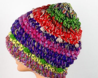 wool hat, knitting, colorful, melange, big hat, for girl, for woman, fancy hat, big hat for winter, for a gift