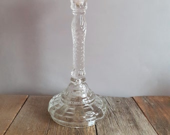 Vintage glass candlestick, Polish glass, decoration, atmospheric glass