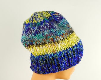 wool hat, knitting, colorful, melange, big hat, for girl, for woman, fancy hat, big hat for winter, for a gift