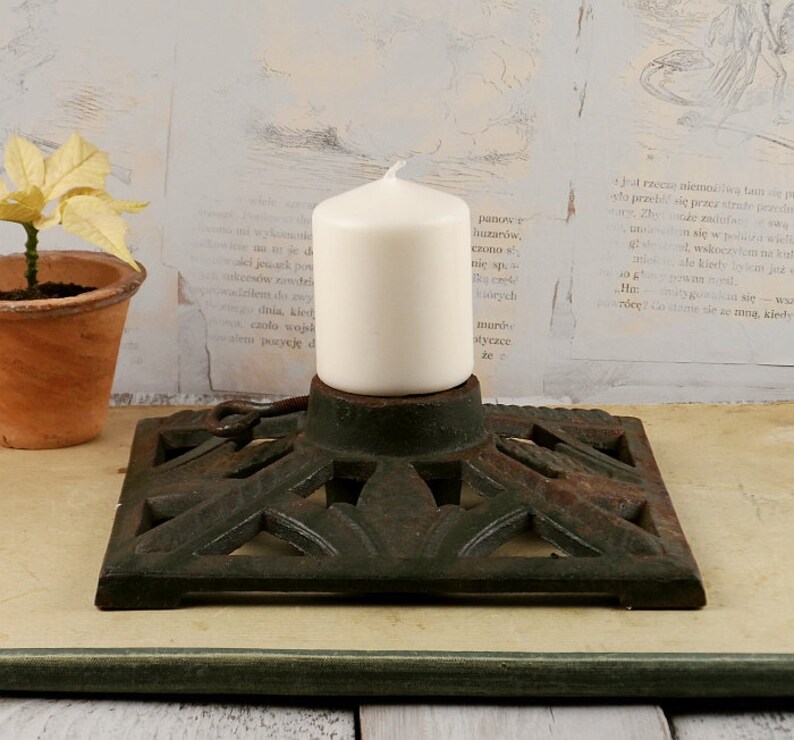 old stand under the Christmas tree, cast iron base under the tree, Christmas decoration, all-year large candle holder, Christmas tree stand image 2