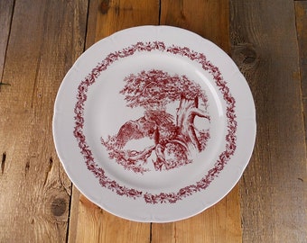 porcelain plate with eagle motif, ILMenau signature, large shallow plate, white serving plate