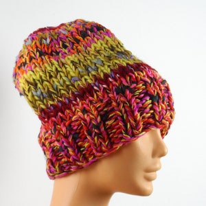 wool hat, knitting, colorful, melange, big hat, for girl, for woman, fancy hat, big hat for winter, for a gift image 3