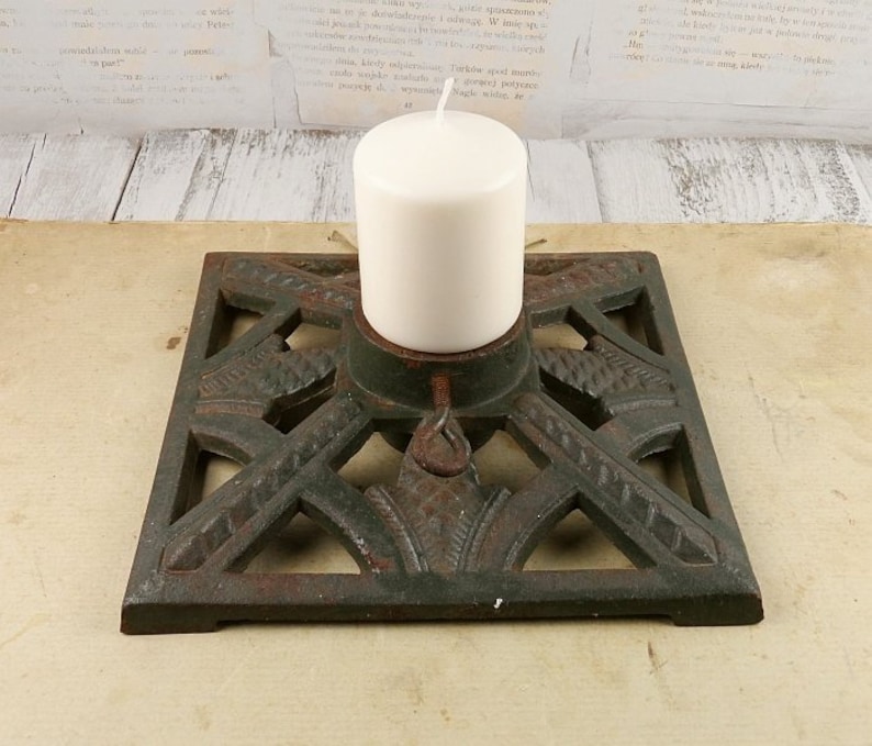 old stand under the Christmas tree, cast iron base under the tree, Christmas decoration, all-year large candle holder, Christmas tree stand image 1