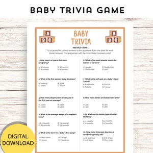 Printable Baby Shower Game, Minimalist Baby Shower Game, Gender Neutral Baby Shower Game