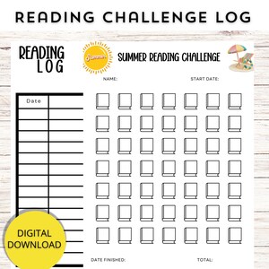 Summer Reading Challenge | Reading Challenge | Book Challenge | Reading Log | Reading Tracker | Reading Reward Chart | Digital Download
