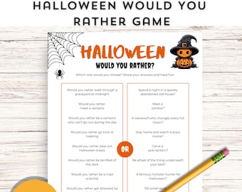 Halloween Would You Rather Printable Game, This or That Halloween Game, Fun Halloween Activity Game for Kids and Adults