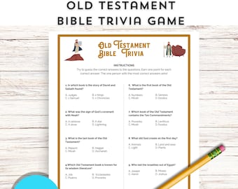 Printable Bible Trivia Game, Old Testament Bible Quiz, Sunday School Bible Questions
