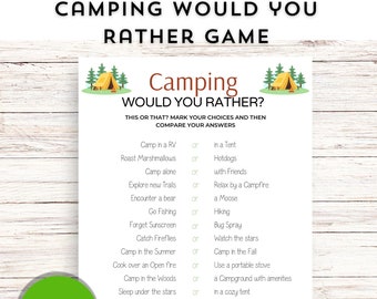 Would you Rather Camping Game, Ice Breaker Game Printable, Conversation Starter