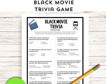 Black Movie Trivia Printable Game, African American Movie Trivia Game, Black Actors and Actresses, Black Movies, Instant Download
