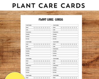 Cartões de cuidados com plantas, etiquetas de plantas de jardim, cartões de cuidados com plantas para impressão