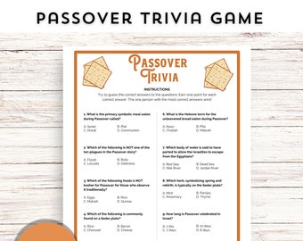 Passover Trivia Game, Passover Games, Family Game