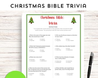 Christmas Bible Trivia Game, Church Christmas Party Game, Printable Christmas Party Game, Holiday Party Trivia Game