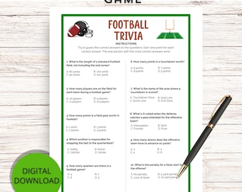 Trivia voetbalspel, voetbalquiz, voetbalfeest Trivia-spel, voetbalspel Trivia voor volwassenen, tieners en kinderen, Instant Download