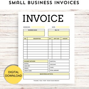 Invoice Template, Business Invoice, Printable Invoice, Billing Form
