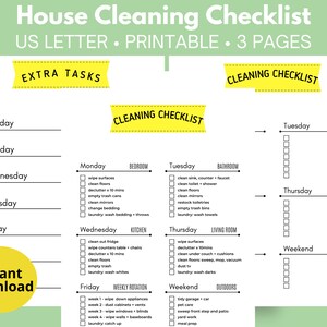 Cleaning Checklist, Weekly Cleaning, House Cleaning Checklist