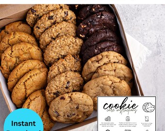 Tarjeta imprimible de cuidado de galletas, folleto de cuidado de panadería, folleto de empaque de galletas, tarjeta de instrucciones de cuidado de galletas, panadero para negocios desde casa, productos horneados, PDF
