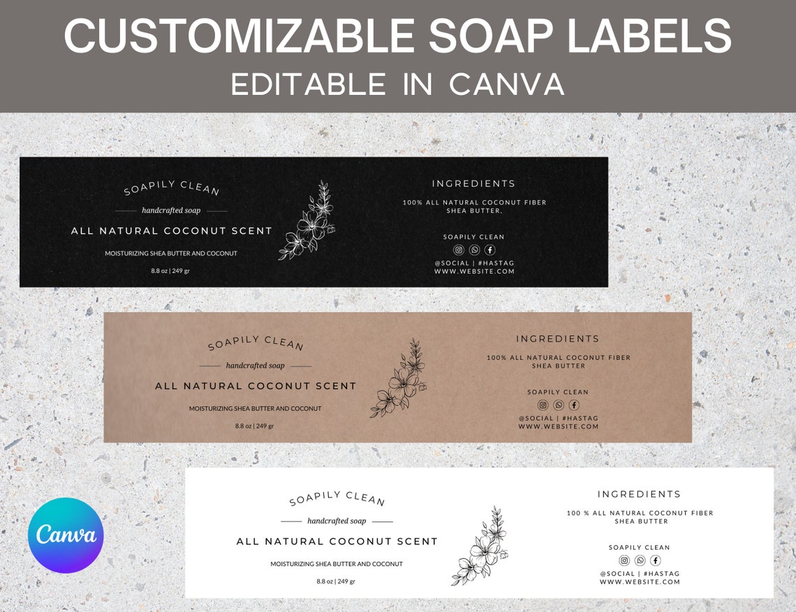Editable Soap Label, Printable Soap Label, Soap Sleeves Label Etsy